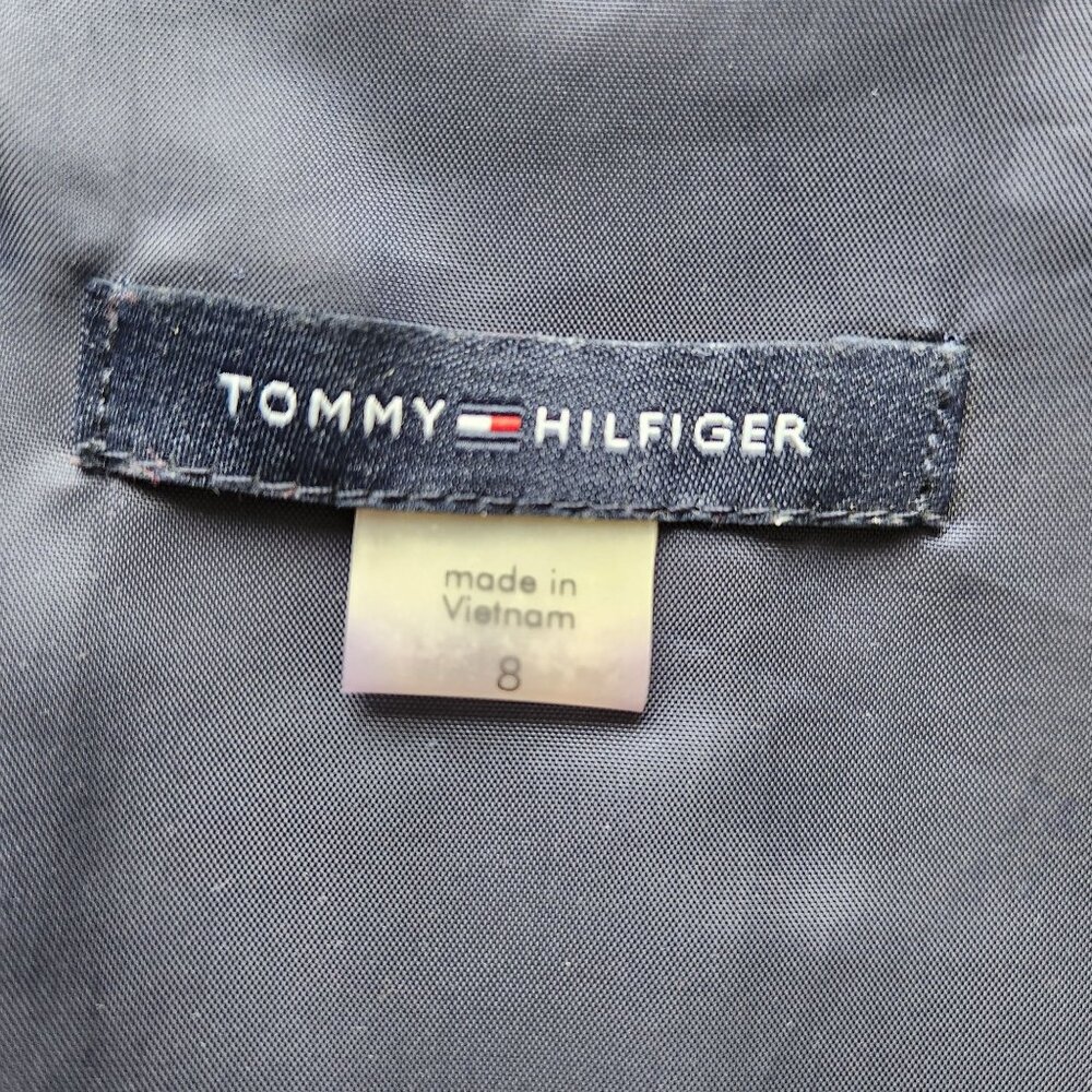 Tommy Hilfiger Jaquard Floral Cocktail Dress Blue Burgundy Sleeveless Party - Picture 6 of 7